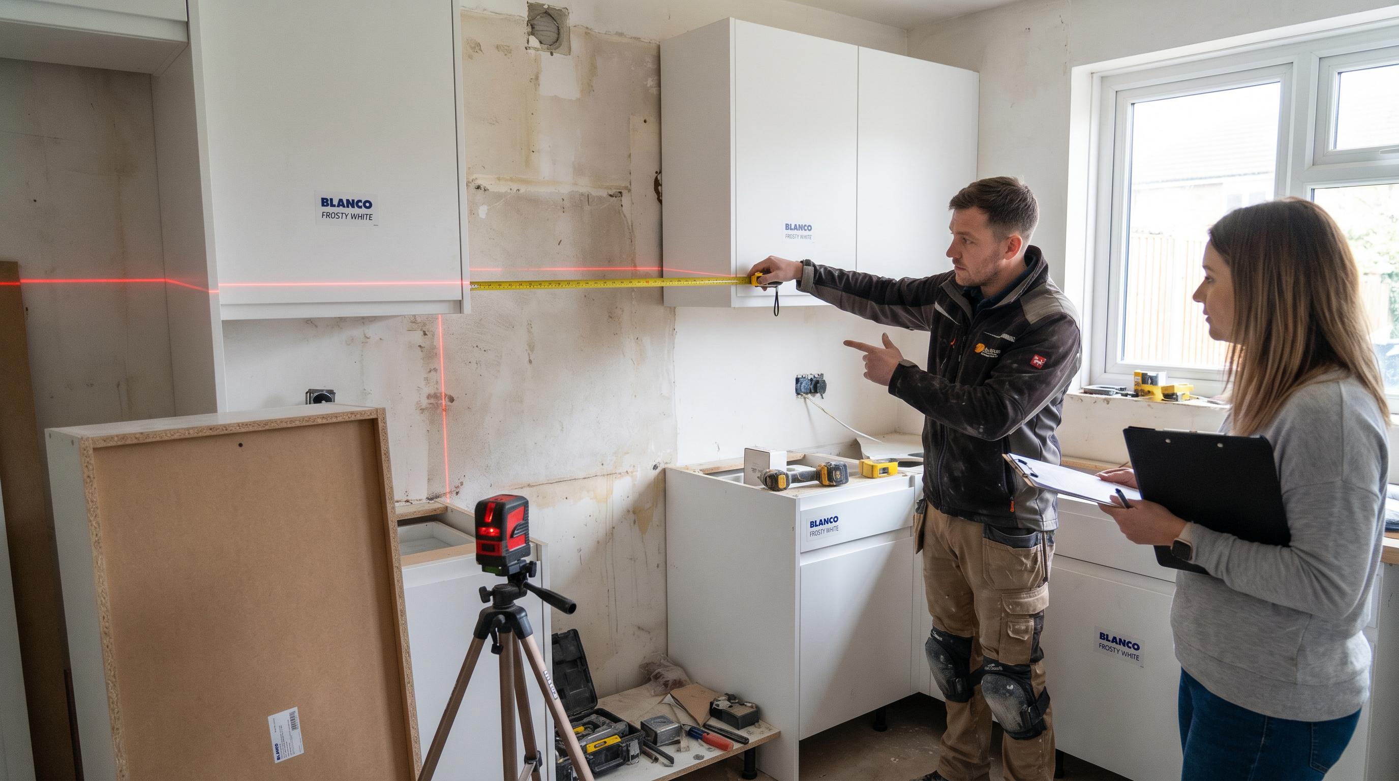 Medición precisa de espacio para cocina integral