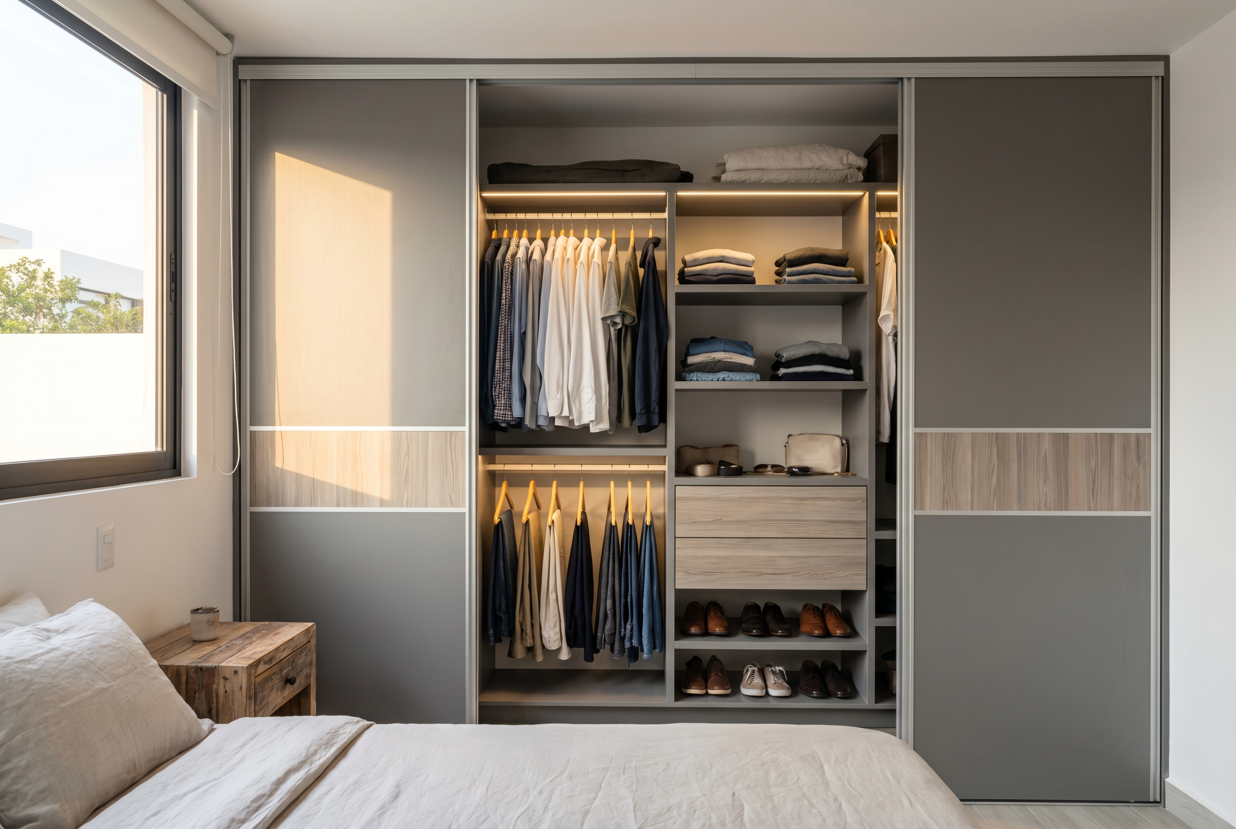 Closet Lineal Moderno por 32 Proyectos en Fracc. Quintas del Sol, Chihuahua